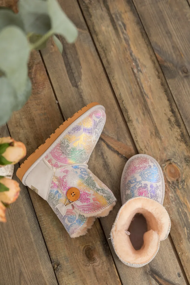 SMAIBULUN Ugg | Faux Fur-Lined Side Button Shearling Boots