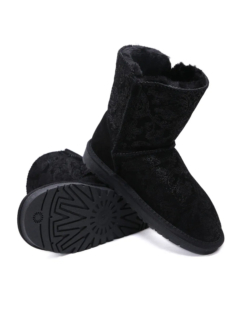 SMAIBULUN Ugg | Faux Fur-Lined Side Button Shearling Boots