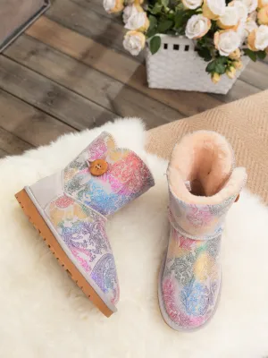 SMAIBULUN Ugg | Faux Fur-Lined Side Button Shearling Boots