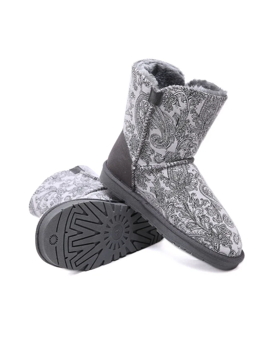 SMAIBULUN Ugg | Faux Fur-Lined Side Button Shearling Boots