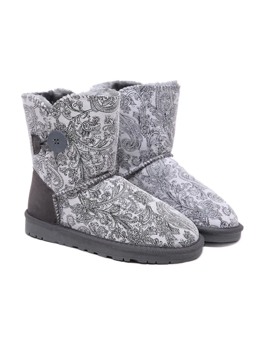 SMAIBULUN Ugg | Faux Fur-Lined Side Button Shearling Boots