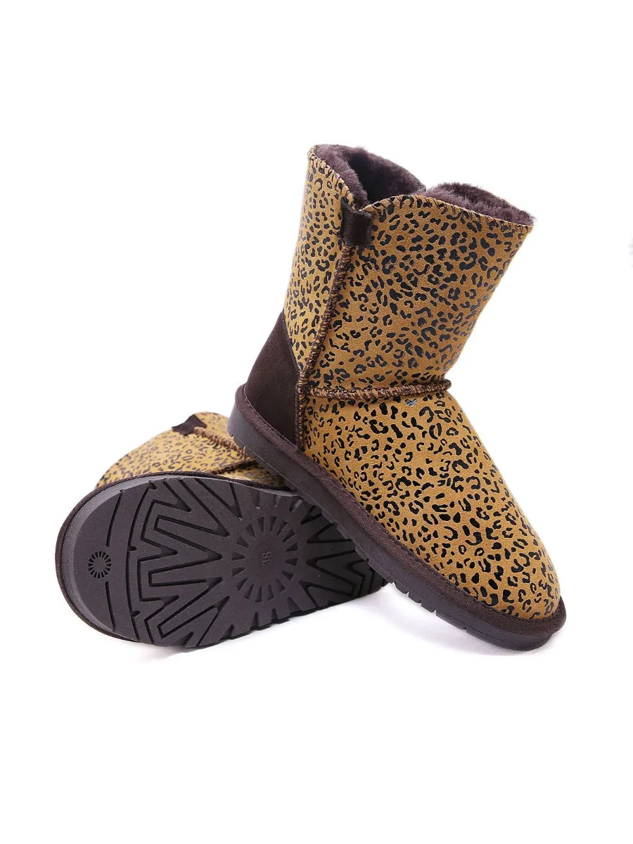SMAIBULUN Ugg | Faux Fur-Lined Side Button Shearling Boots