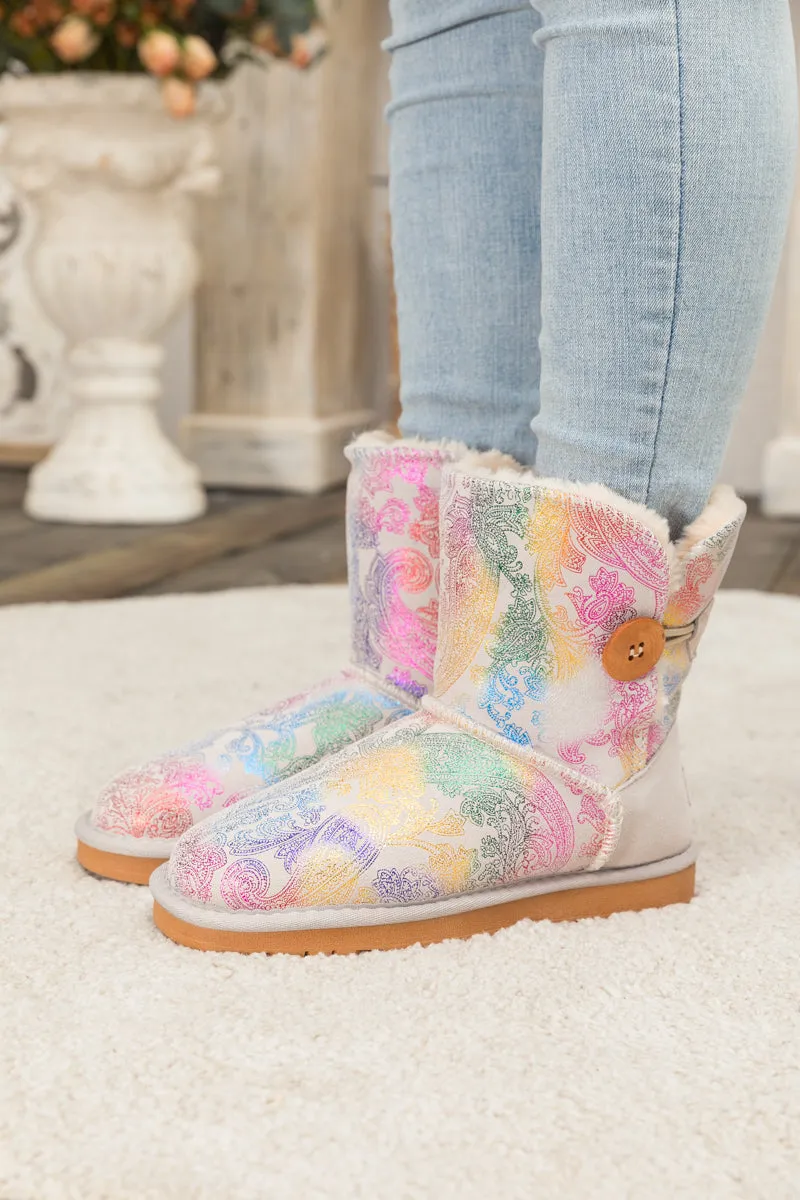 SMAIBULUN Ugg | Faux Fur-Lined Side Button Shearling Boots