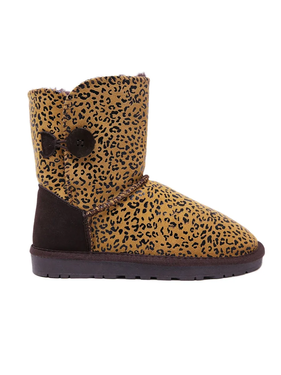 SMAIBULUN Ugg | Faux Fur-Lined Side Button Shearling Boots