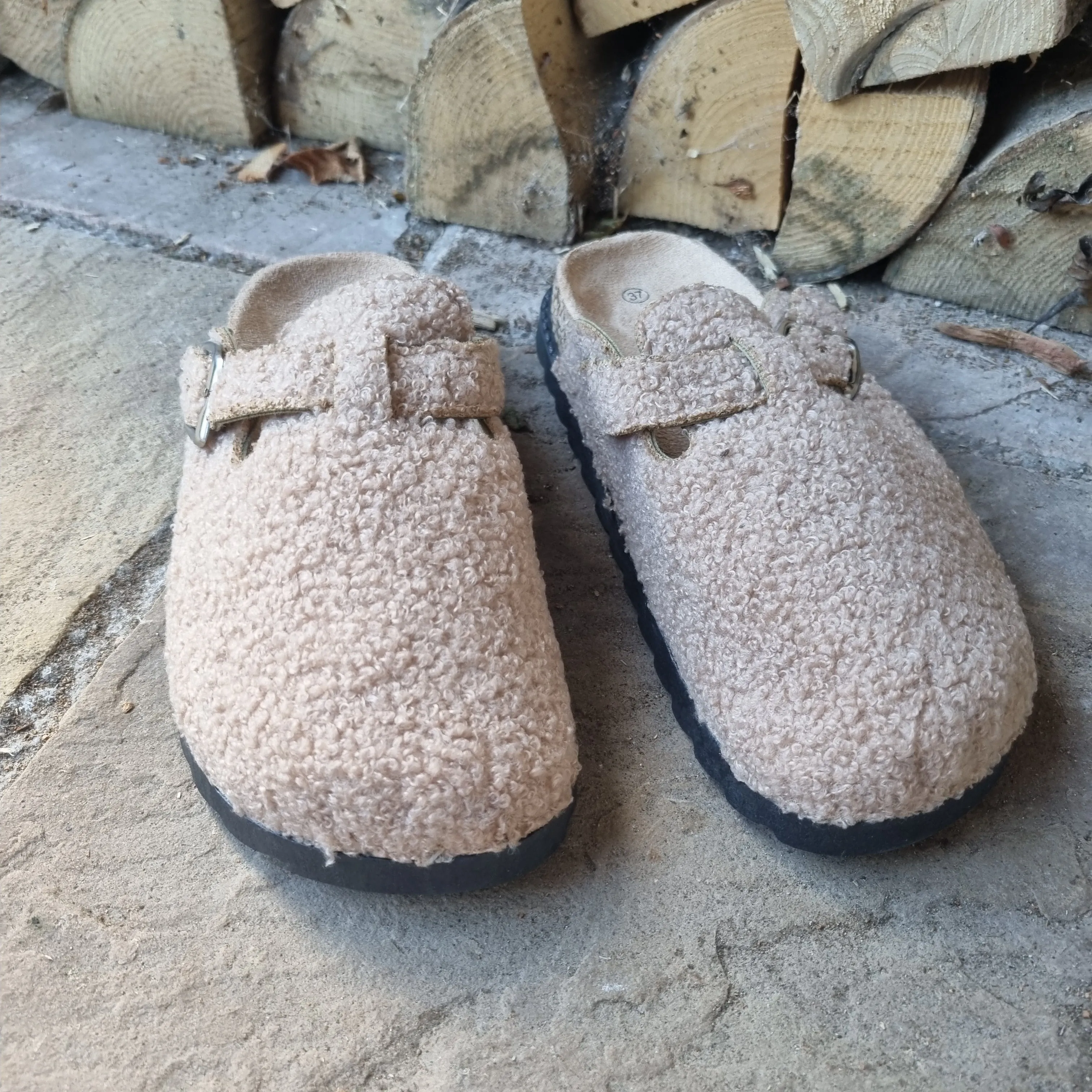 Teddy Bear Slip on Mules