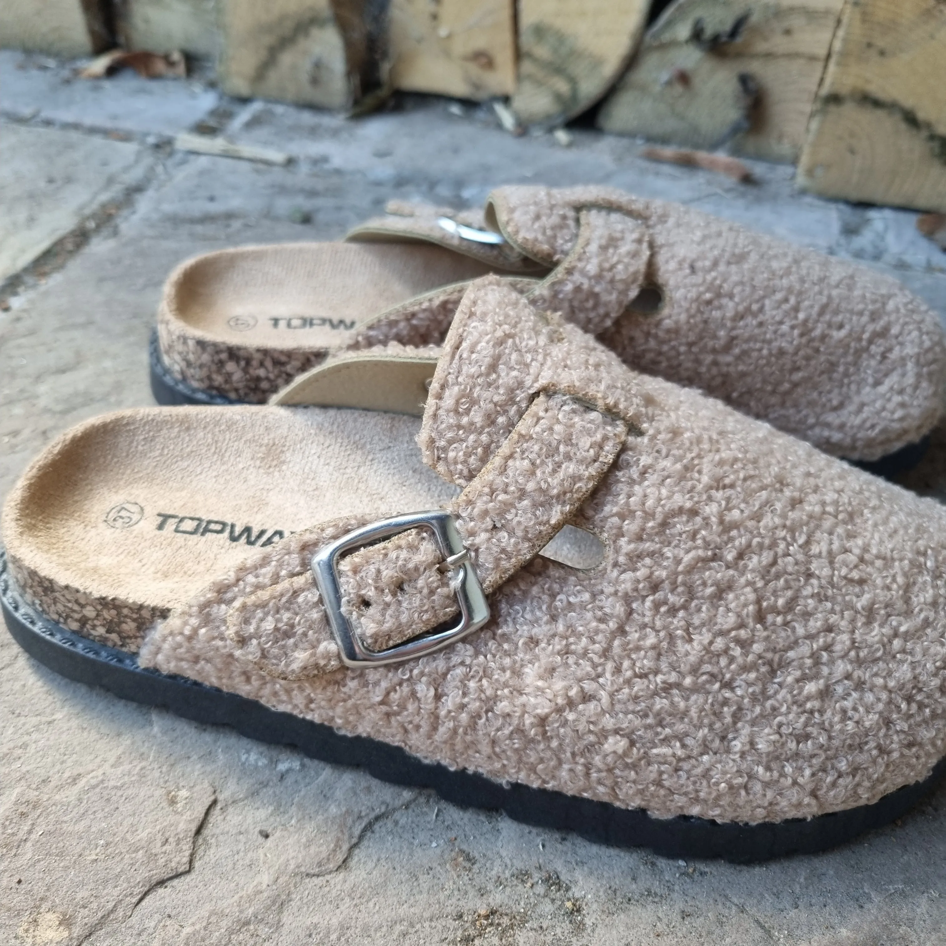Teddy Bear Slip on Mules