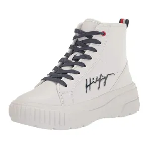 Tommy Hilfiger Lukas High Top Lace Up Platform Sneakers - WHT