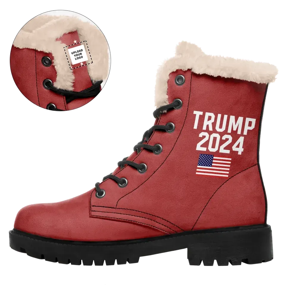 Unique Gift,Personalized Trump Boots, Custom MAGA Boots, Pirde Fur Winter Boots, Best Support Gift