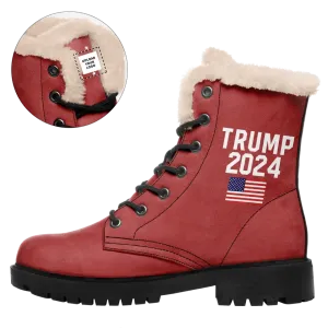 Unique Gift,Personalized Trump Boots, Custom MAGA Boots, Pirde Fur Winter Boots, Best Support Gift