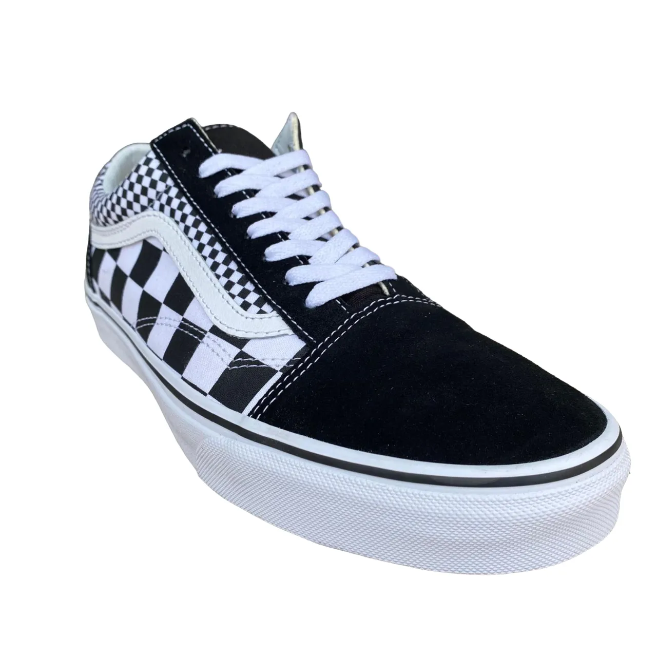 Vans scarpa sneakers da uomo Old Skool a quadri VN0A38G1Q9B nero-bianco