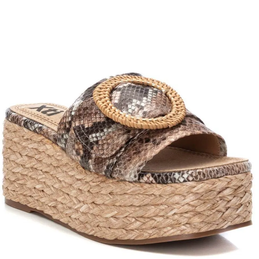 XTI Natural Slip On Flatform Mules